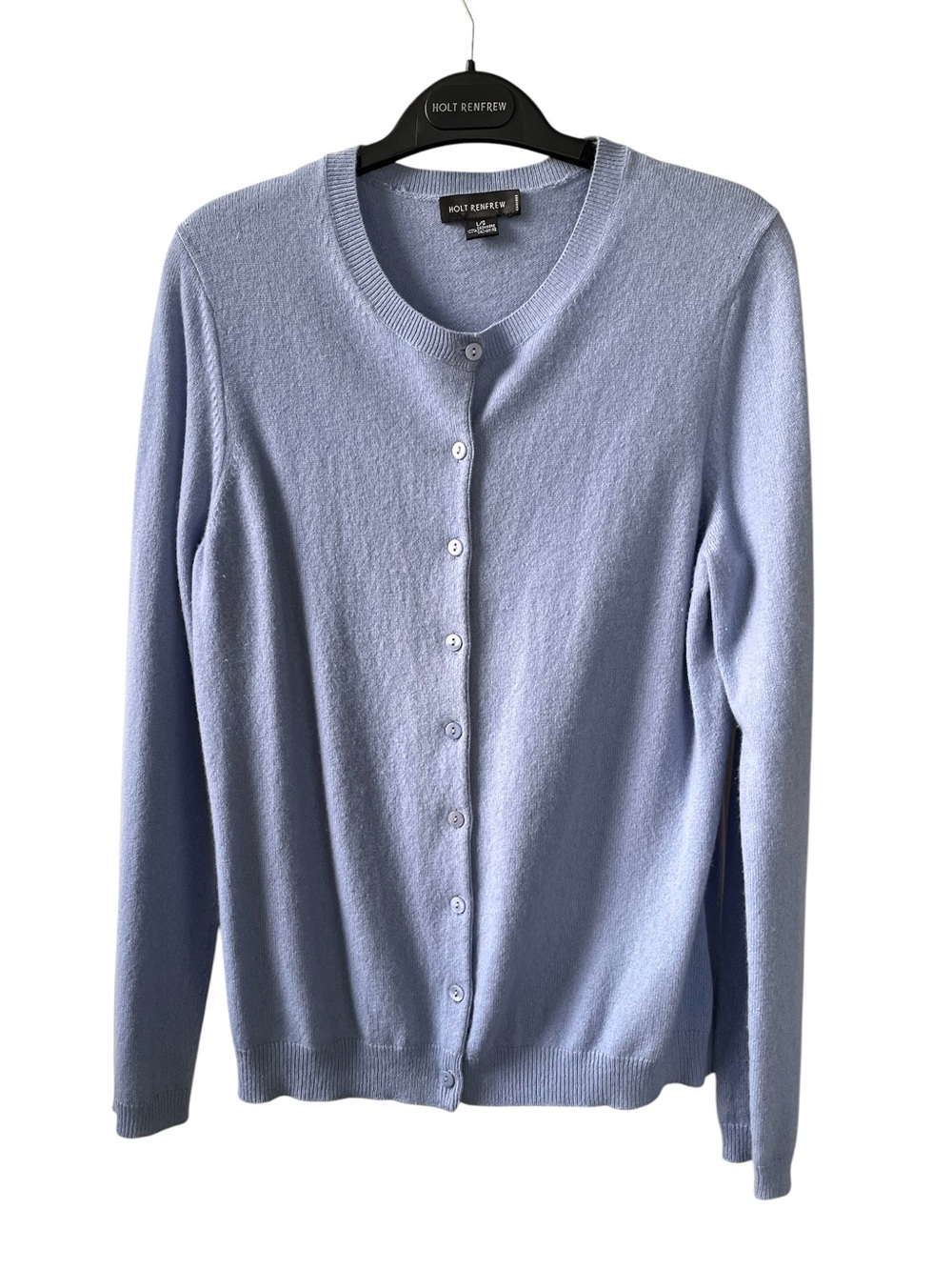 Holt Renfrew Light Blue Button-Up Crewneck Cardigan - Women